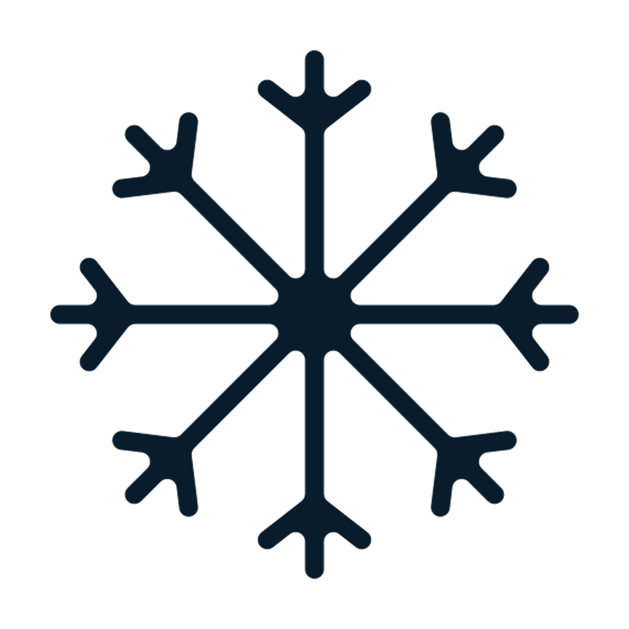Icon de um floco de neve em azul escuro