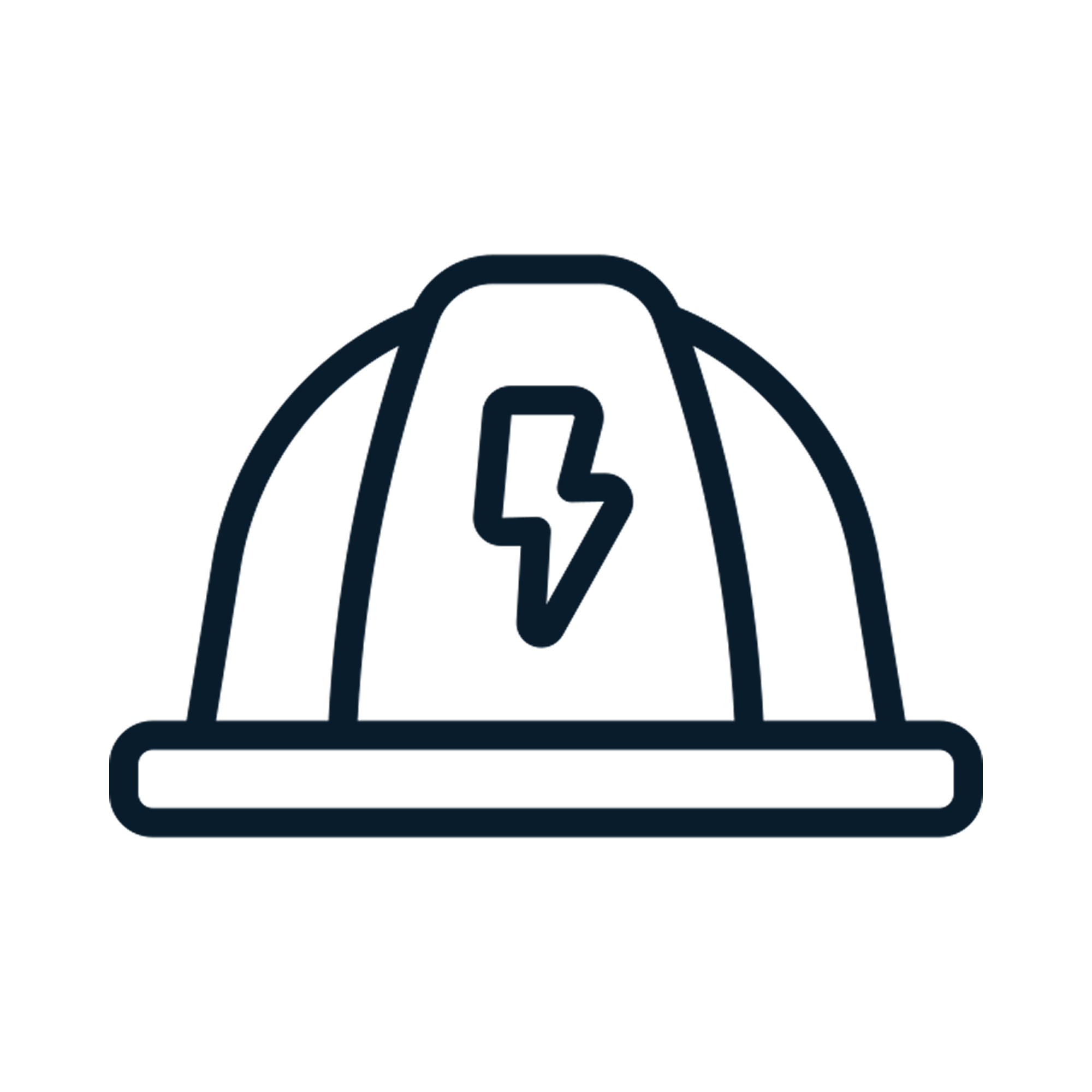Icon de capacete de eletricista com um raio nele na cor azul escuro